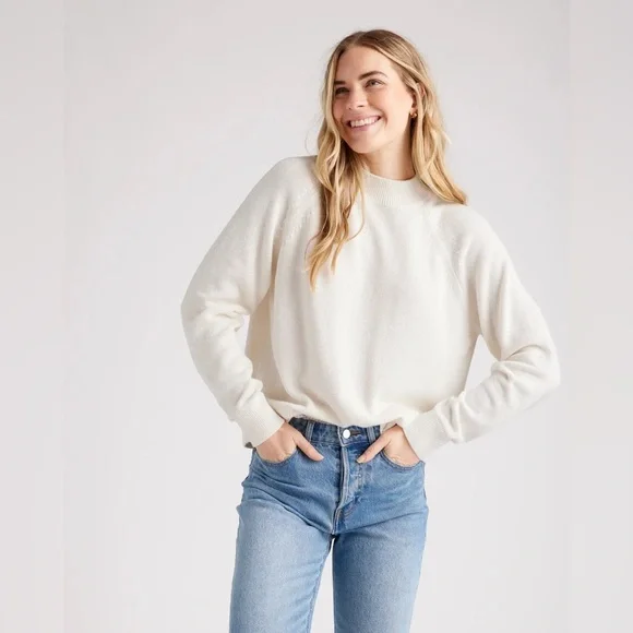 Quince 100% Organic Cotton Mock Neck
Sweater Size Small White Summer Nights - Picture 2 of 7